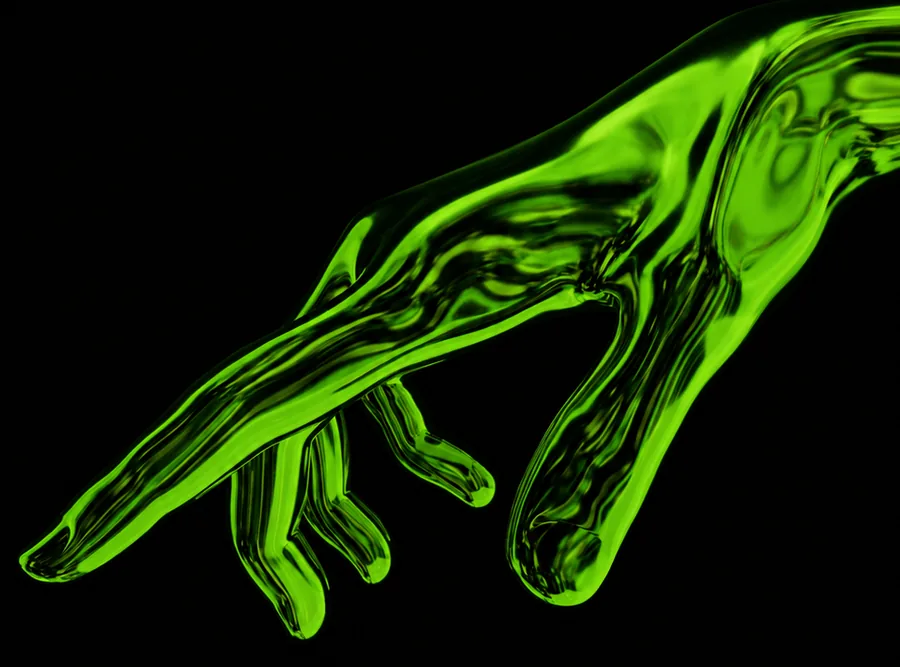 Chrome hand on black